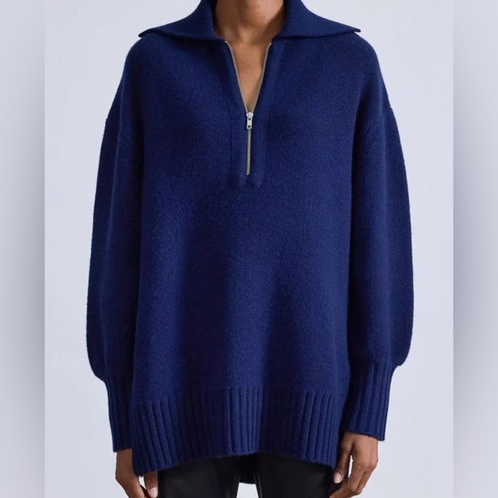 NWOT Apiece Apart Drippy Zip Neck Pullover in Navy